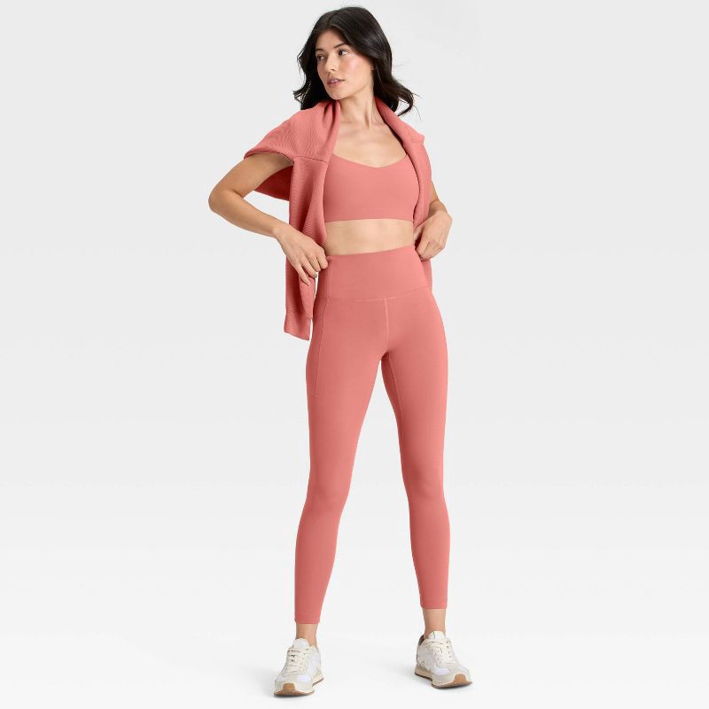 slide 2 of 6, Women's Dynamic Flex High Rise Pocketed 7/8 Leggings - All In Motion™ Rose Pink L, 1 ct