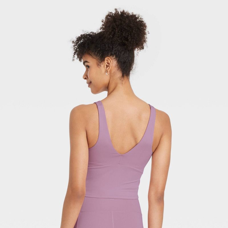 slide 2 of 5, Women's Flex Light Support V-Neck Cropped Sports Bra - All In Motion™ Mauve L, 1 ct