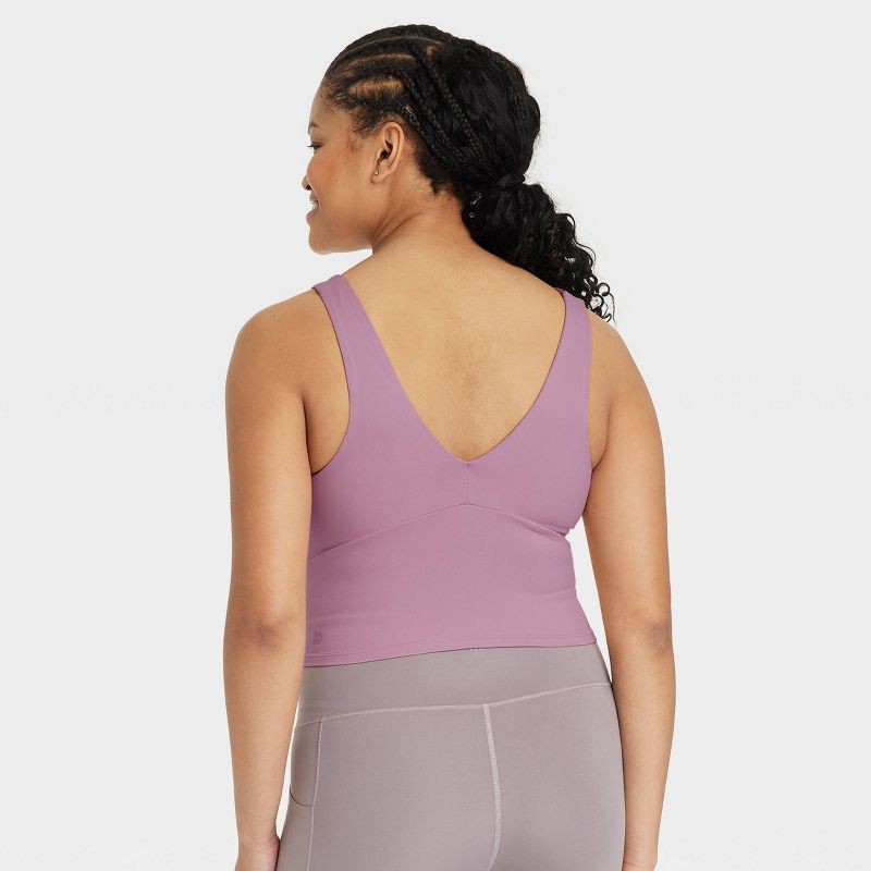 slide 5 of 5, Women's Flex Light Support V-Neck Cropped Sports Bra - All In Motion™ Mauve L, 1 ct