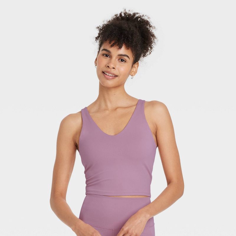 slide 1 of 5, Women's Flex Light Support V-Neck Cropped Sports Bra - All In Motion™ Mauve L, 1 ct