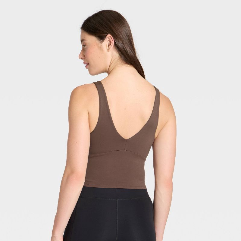 slide 5 of 6, Women's Flex Light Support V-Neck Cropped Sports Bra - All In Motion™ Brown XL, 1 ct