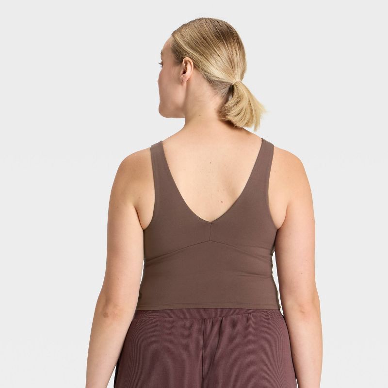 slide 3 of 6, Women's Flex Light Support V-Neck Cropped Sports Bra - All In Motion™ Brown XL, 1 ct