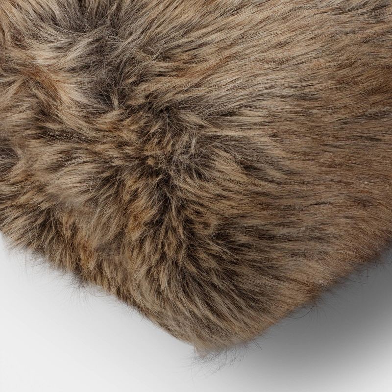 slide 4 of 4, Faux Fur Throw Pillow Brown - Threshold™, 1 ct