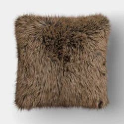 Faux Fur Throw Pillow Brown - Threshold™