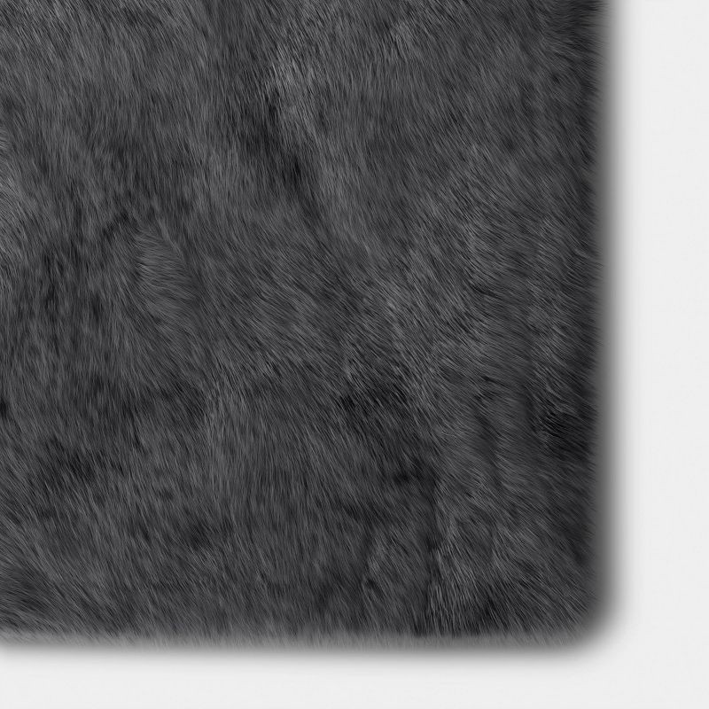 slide 4 of 5, Faux Fur Throw Blanket Gray - Threshold™, 1 ct