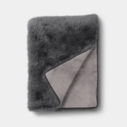 Faux Fur Throw Blanket Gray - Threshold™