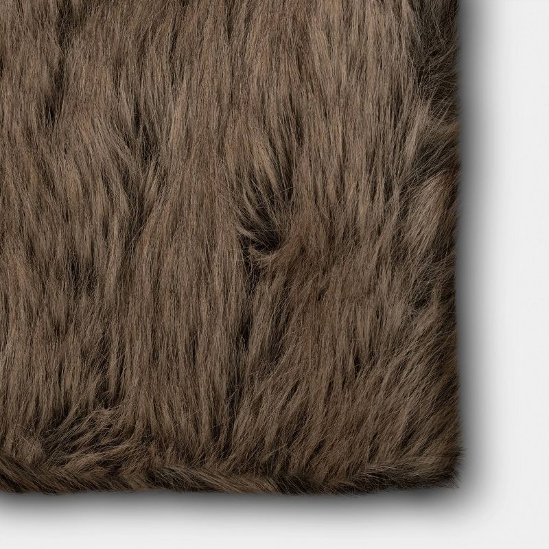 slide 4 of 5, Faux Fur Throw Blanket Brown - Threshold™, 1 ct