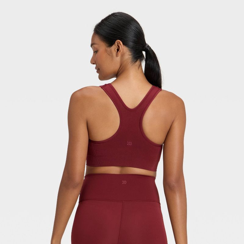 slide 6 of 6, Women's Seamless Medium Support Racerback Sports Bra - All In Motion™ Maroon XXL, 1 ct