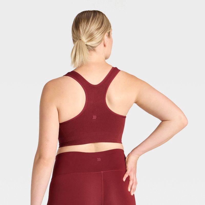 slide 2 of 6, Women's Seamless Medium Support Racerback Sports Bra - All In Motion™ Maroon XXL, 1 ct