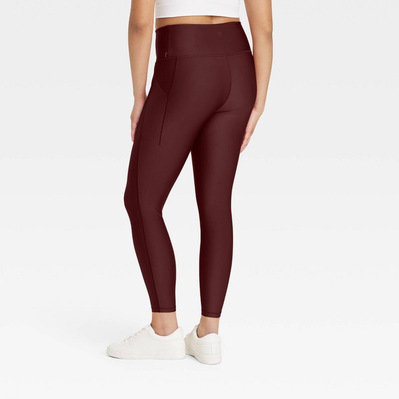 slide 4 of 5, Women's Effortless Support High-Rise Pocketed 7/8 Leggings - All In Motion™ Maroon XS, 1 ct