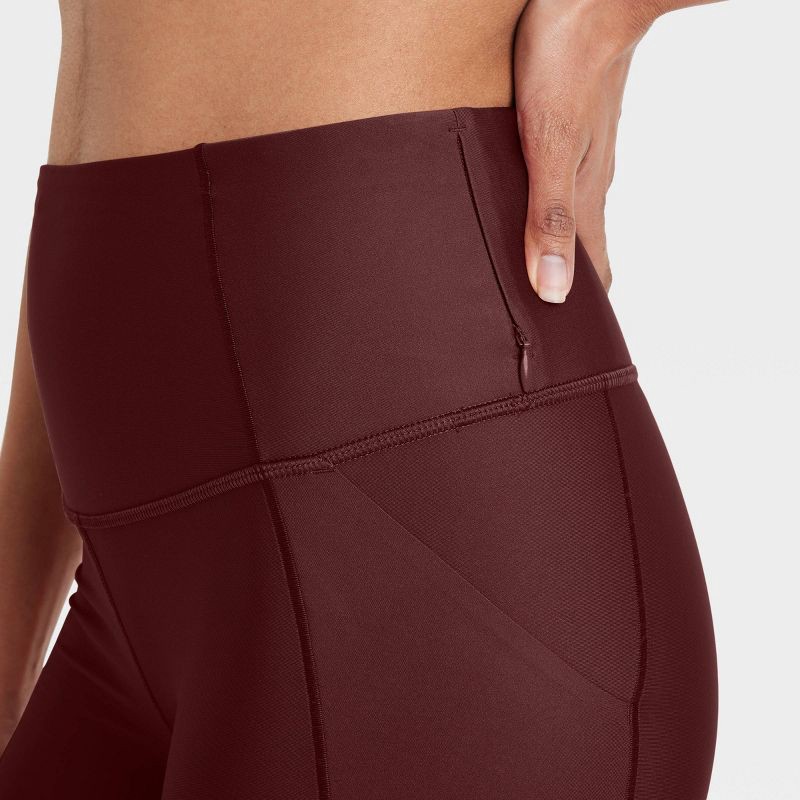 slide 5 of 5, Women's Effortless Support High-Rise Pocketed 7/8 Leggings - All In Motion™ Maroon XS, 1 ct