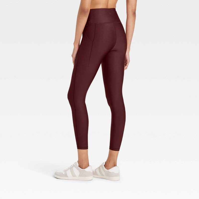 slide 3 of 5, Women's Effortless Support High-Rise Pocketed 7/8 Leggings - All In Motion™ Maroon XXL, 1 ct