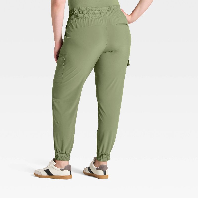 slide 5 of 5, Women's Active Light Mid-Rise Cargo Jogger Pants - All In Motion™ Olive Green XL, 1 ct