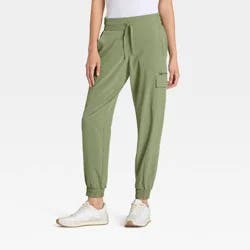 Women's Active Light Mid-Rise Cargo Jogger Pants - All In Motion™ Olive Green XL