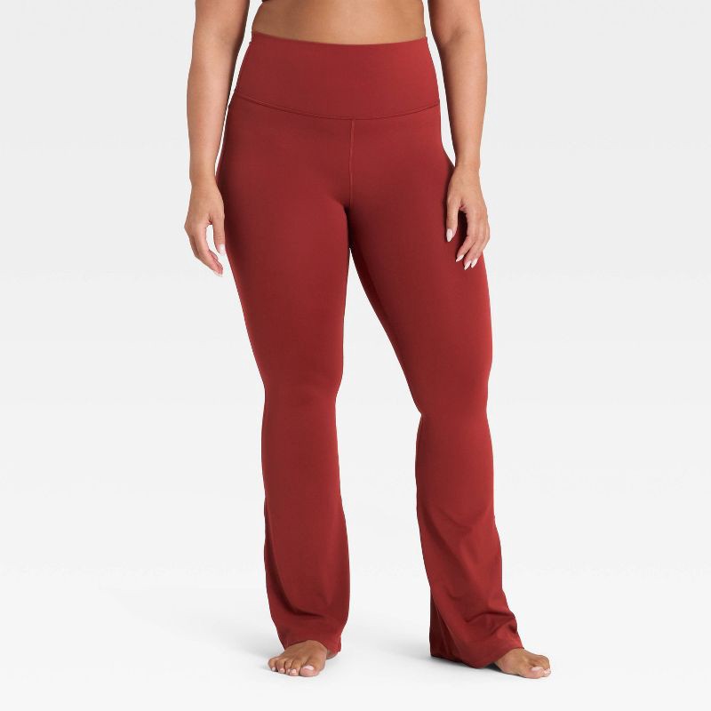 slide 3 of 6, Women's Everyday Soft Ultra High Rise Flare Leggings - All In Motion™ Maroon S, 1 ct