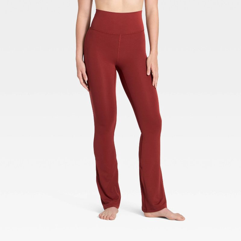 slide 1 of 6, Women's Everyday Soft Ultra High Rise Flare Leggings - All In Motion™ Maroon S, 1 ct