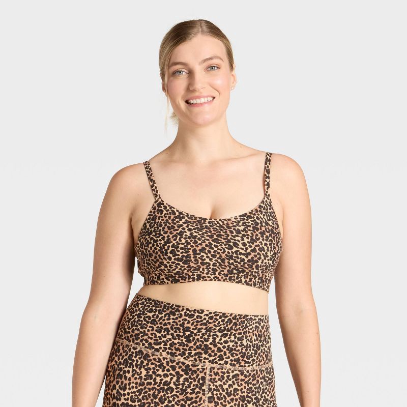 slide 4 of 5, Women's Everyday Soft Light Support Strappy Sports Bra - All In Motion™ Animal Print XXL, 1 ct