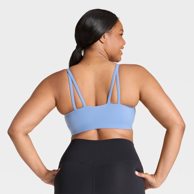 slide 3 of 5, Women's Everyday Soft Light Support Strappy Sports Bra - All In Motion™ Slate Blue M, 1 ct