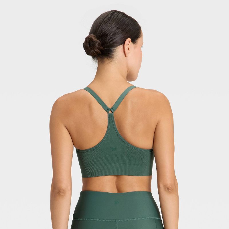 slide 4 of 6, Women's Seamless Medium Support Cami Sports Bra - All In Motion™ Dark Green XS, 1 ct