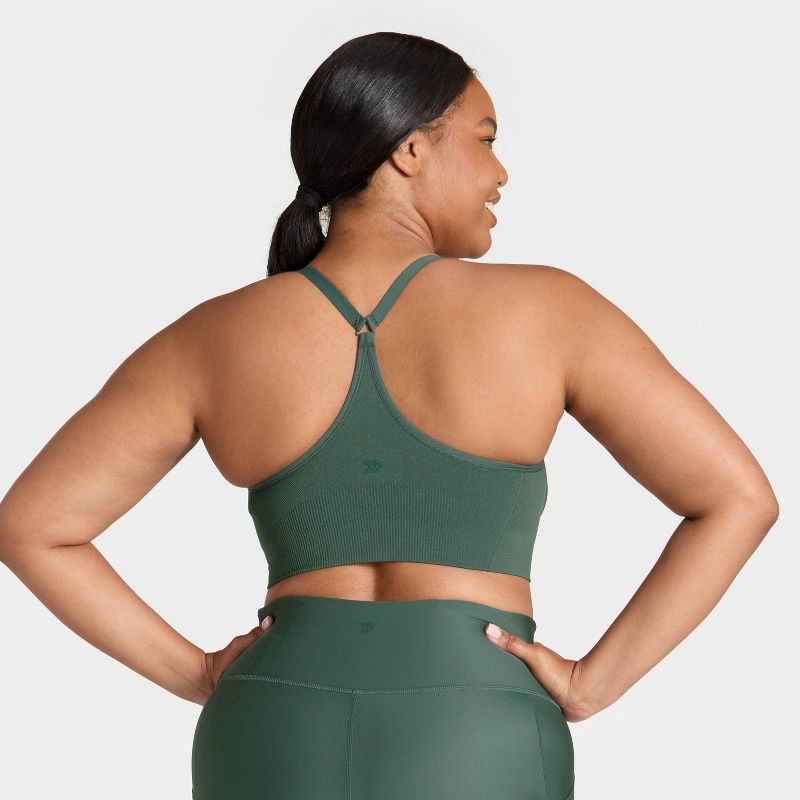 slide 5 of 6, Women's Seamless Medium Support Cami Sports Bra - All In Motion™ Dark Green XS, 1 ct