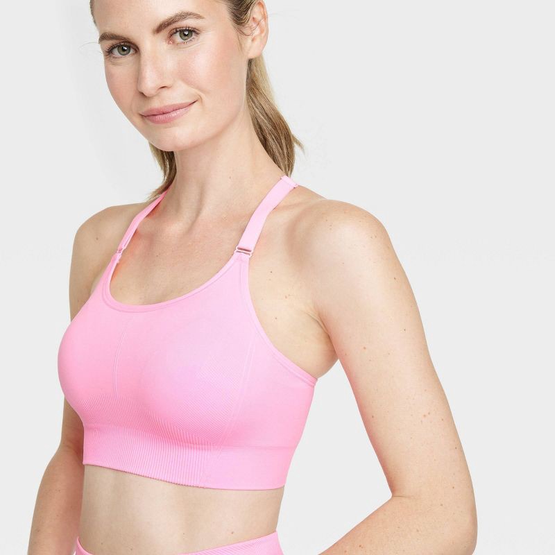 slide 5 of 8, Women's Seamless Medium Support Cami Sports Bra - All In Motion™ Pink XXL, 1 ct
