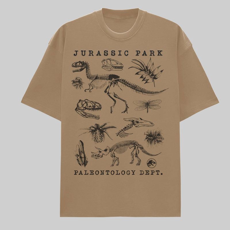 slide 1 of 3, Men's Jurassic Park Fossils Graphic T-Shirt - Light Brown S, 1 ct