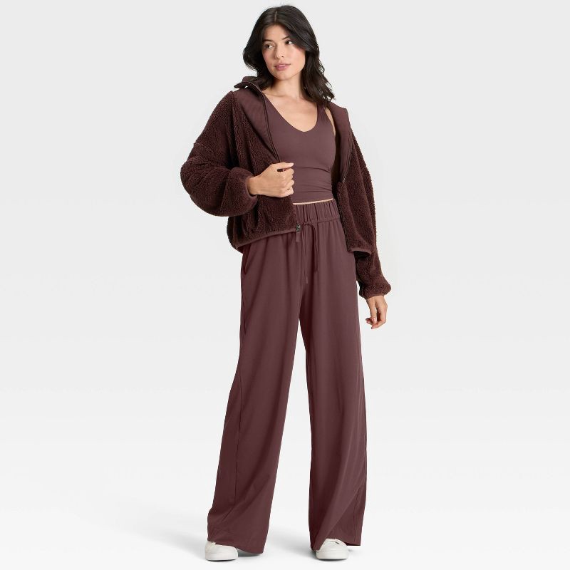 slide 3 of 5, Women's Active Light High-Rise Wide Leg Pants - All In Motion™ Brown XL, 1 ct
