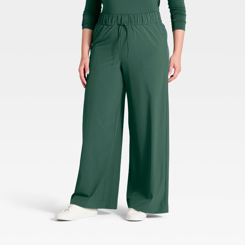 slide 4 of 5, Women's Active Light High-Rise Wide Leg Pants - All In Motion™ Dark Green M, 1 ct