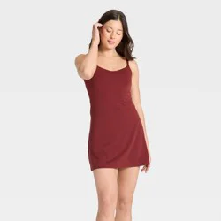 Women's Knit Ruched Active Dress - All In Motion™ Maroon L