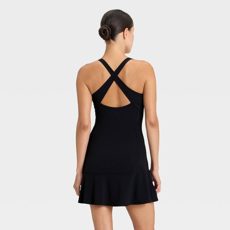 slide 2 of 6, Women's Everyday Soft Ruffle Dress - All In Motion™ Black M, 1 ct