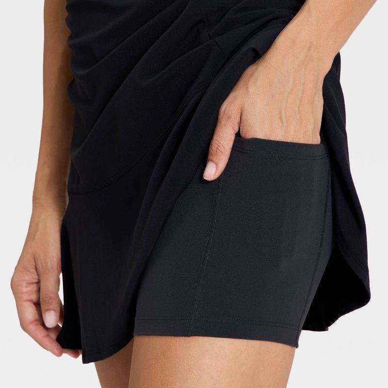 slide 4 of 6, Women's Everyday Soft Ruffle Dress - All In Motion™ Black M, 1 ct