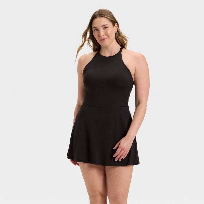 slide 5 of 6, Women's Knit High Neck Halter Active Dress - All In Motion™ Black XXL, 1 ct