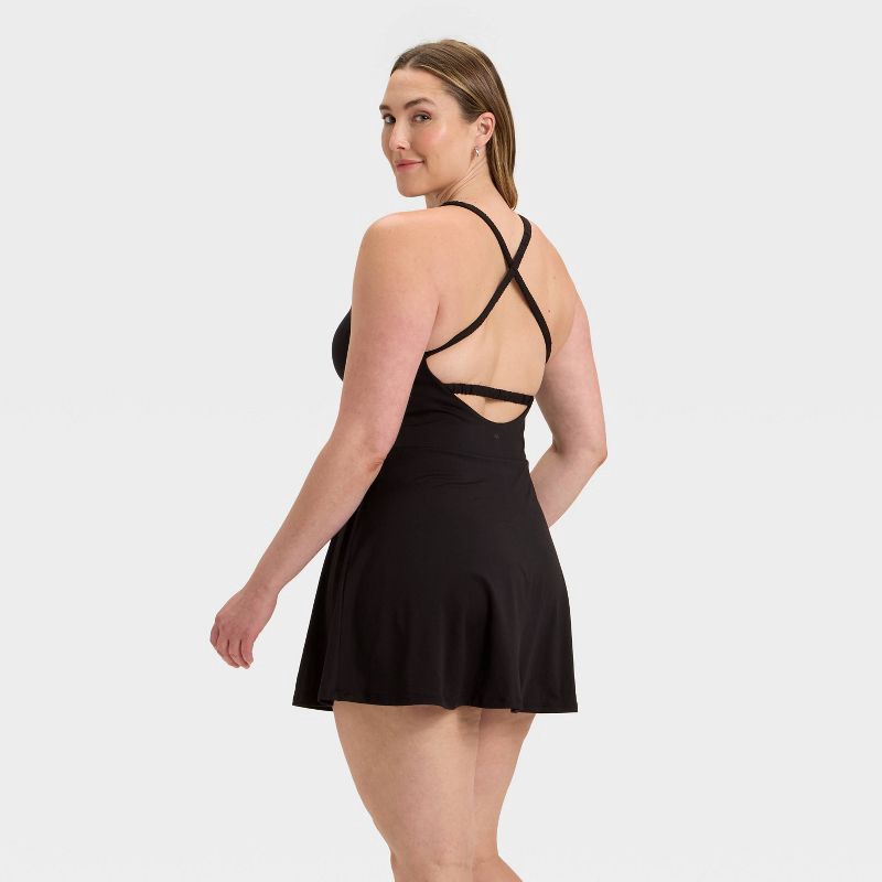 slide 6 of 6, Women's Knit High Neck Halter Active Dress - All In Motion™ Black XXL, 1 ct