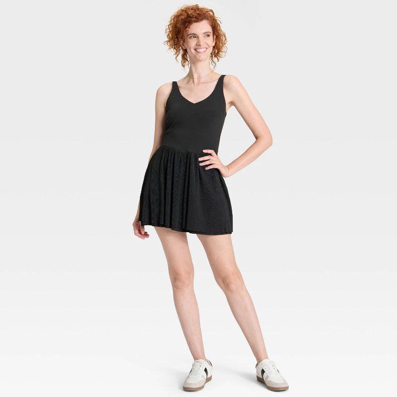 slide 3 of 6, Women's Knit Plisse Active Dress - All In Motion™ Black XS, 1 ct