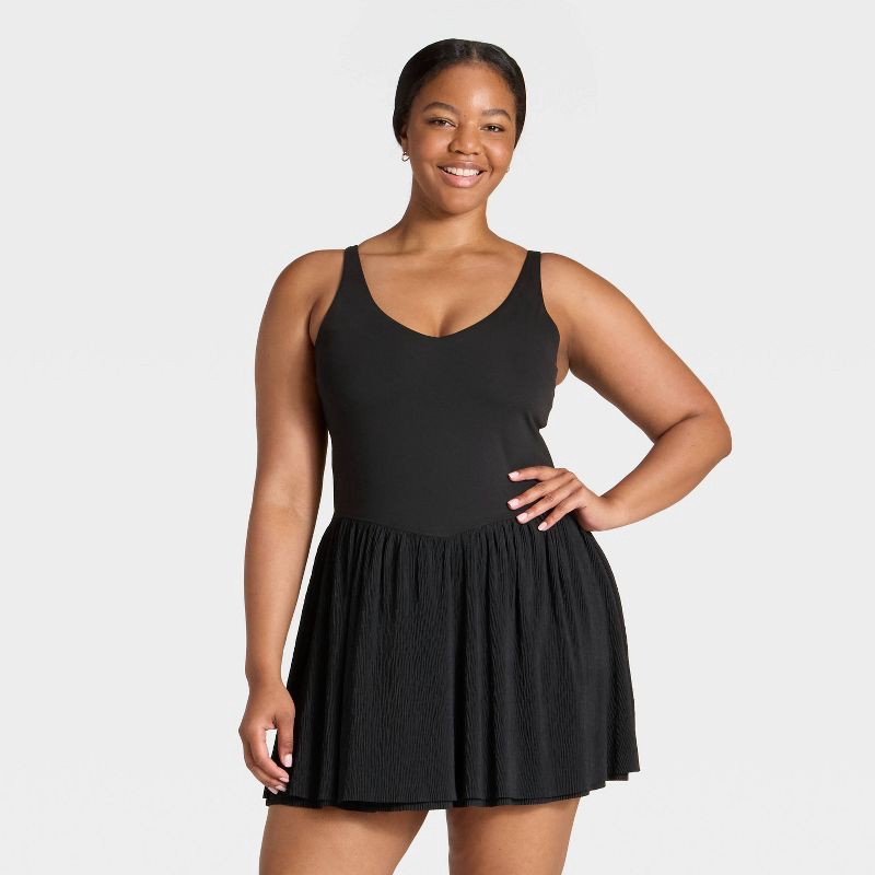 slide 5 of 6, Women's Knit Plisse Active Dress - All In Motion™ Black XS, 1 ct