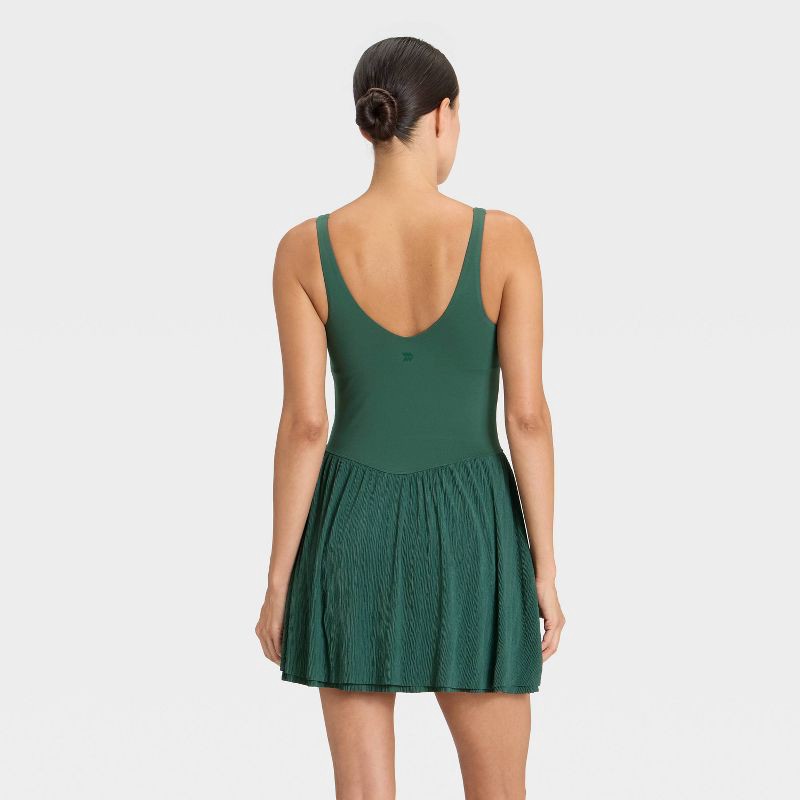 slide 2 of 6, Women's Knit Plisse Active Dress - All In Motion™ Dark Green S, 1 ct