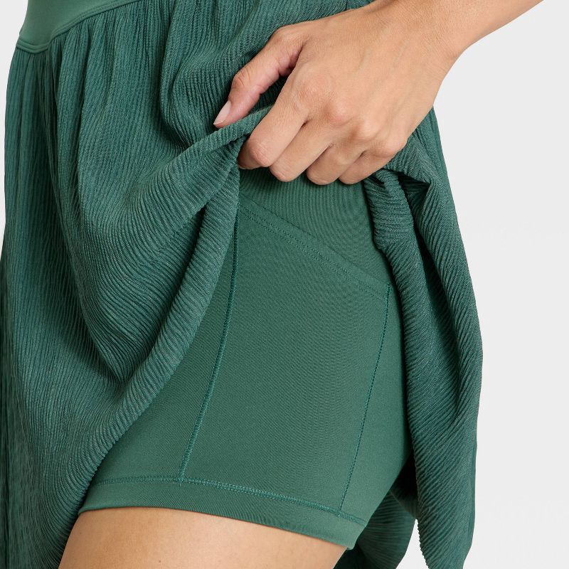 slide 4 of 6, Women's Knit Plisse Active Dress - All In Motion™ Dark Green S, 1 ct