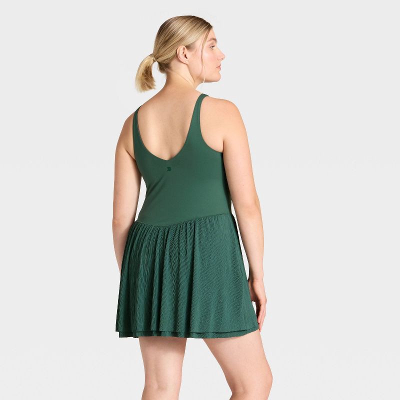 slide 6 of 6, Women's Knit Plisse Active Dress - All In Motion™ Dark Green S, 1 ct