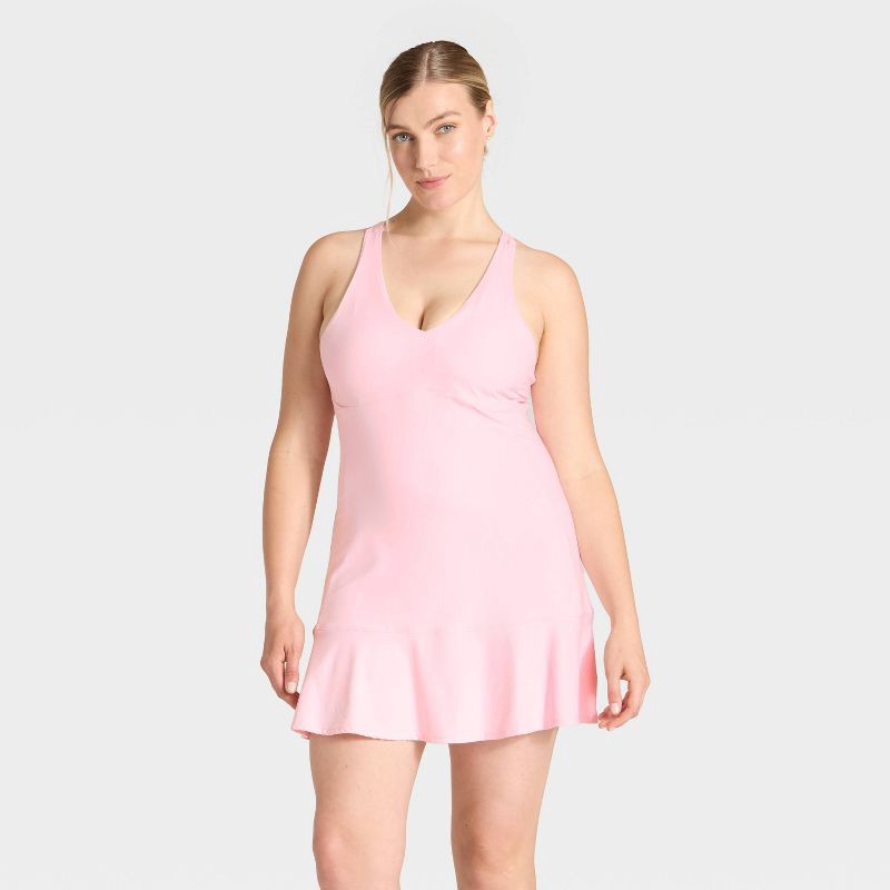 slide 5 of 6, Women's Everyday Soft Ruffle Dress - All In Motion™ Light Pink M, 1 ct