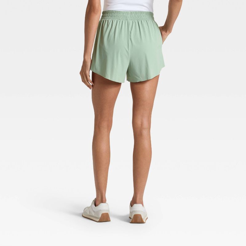 slide 2 of 5, Women's Woven High-Rise Shorts 3" - All In Motion™ Sage Green S, 1 ct