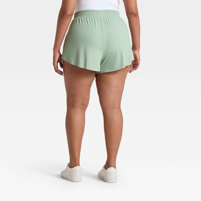 slide 5 of 5, Women's Woven High-Rise Shorts 3" - All In Motion™ Sage Green S, 1 ct