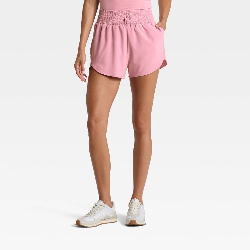 slide 1 of 5, Women's Active Light Woven High-Rise Shorts 3" - All In Motion™ Mauve XS, 1 ct