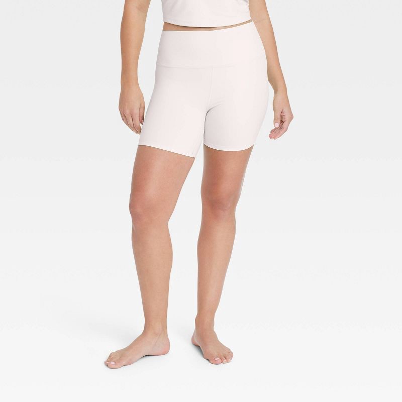 slide 4 of 4, Women's Everyday Soft Ultra High-Rise Bike Shorts 6" - All In Motion™ Cream S, 1 ct