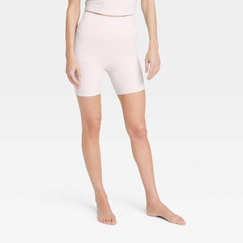 slide 1 of 4, Women's Everyday Soft Ultra High-Rise Bike Shorts 6" - All In Motion™ Cream S, 1 ct