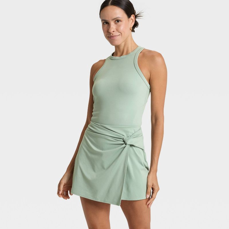 slide 3 of 6, Women's Knit High-Rise Knotted Wrap Skort - All In Motion™ Sage Green XL, 1 ct