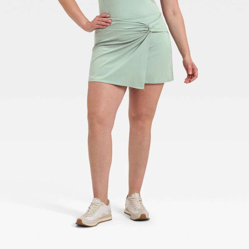 slide 5 of 6, Women's Knit High-Rise Knotted Wrap Skort - All In Motion™ Sage Green XL, 1 ct