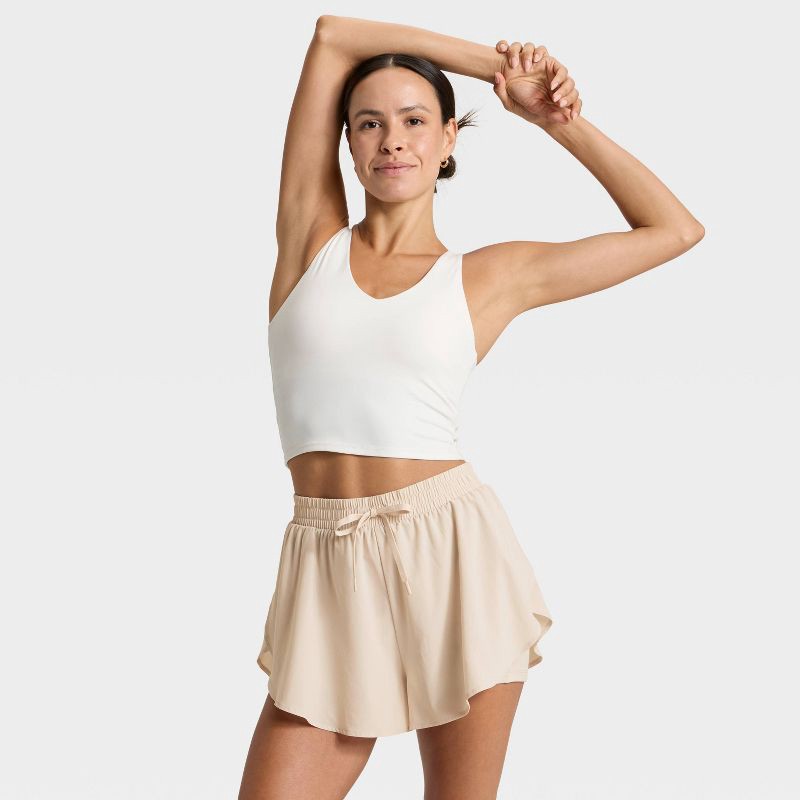 slide 3 of 6, Women's Woven High-Rise Flutter Shorts 2.5" - All In Motion™ Gray S, 1 ct