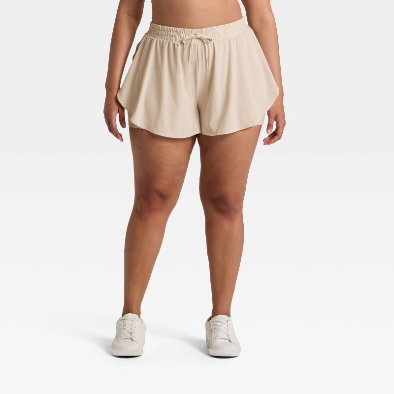 slide 5 of 6, Women's Woven High-Rise Flutter Shorts 2.5" - All In Motion™ Gray S, 1 ct