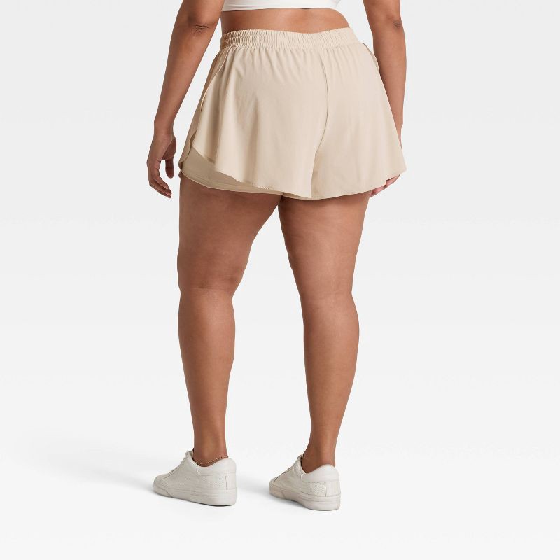 slide 6 of 6, Women's Woven High-Rise Flutter Shorts 2.5" - All In Motion™ Gray S, 1 ct