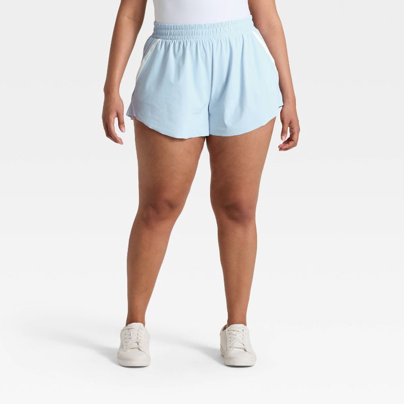 slide 4 of 5, Women's Woven High-Rise Shorts 3" - All In Motion™ Light Blue S, 1 ct